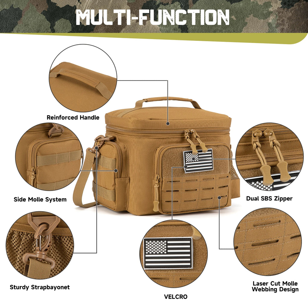 Men's Tactical Lunch Box Heavy Duty Work Lunch Bag Leak Proof Insulated Durable Insulated Lunch Box for Office, Outdoor Activiti